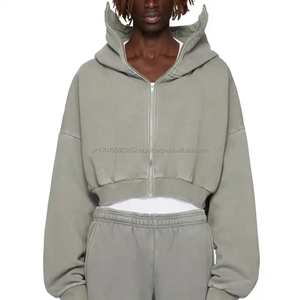 เสื้อฮู้ดมีซิปสำหรับผู้ชายแจ็คเก็ตกันลมมีฮู้ดผลิตจากผ้าเฟรนช์เทอร์รี่450-500gsm - Product Image 1