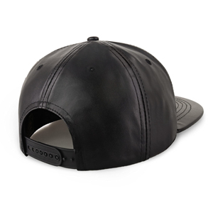 Casquette snapback en cuir PU bleu marine, 6 panneaux, réglable, unisexe, décontractée - Product Image 4