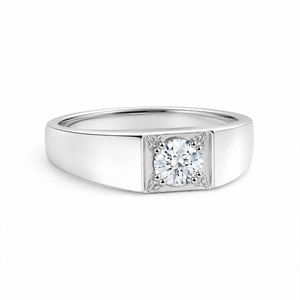 Bague de fiançailles en argent sterling 925 avec diamant rond brillant serti à griffes, bijoux faits main sur mesure pour homme - Product Image 1
