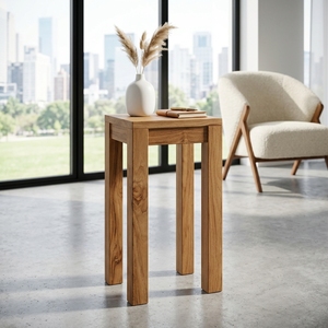 Modern High Solid Wood Bar <b>Stool</b> Elegant Tall Wooden Side Table Furniture For Rustic Home Kitchen Setup Art Design Pure Art Set - Product Image 2