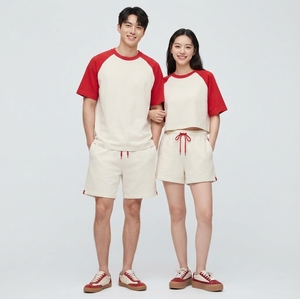 <b>Raglan</b> Sleeve Cotton <b>T</b> <b>Shirt</b> Color Block Oversize Style Couple Matching Printed Embroidered Logo Customizable Unisex - Product Image 2