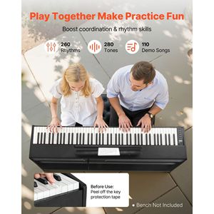 Pianoforte Digitale a 88 Tasti Completamente Pesati, Tastiera Elettrica con Triplo Pedale, Supporto per Pianoforte, Adattatore di Alimentazione, Alta Qualità Musicale - Product Image 4