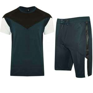 Ensemble T-shirt et short respirant pour homme, manches courtes, deux pièces, avec cordon de serrage, tenue décontractée, sportswear personnalisé - Product Image 1