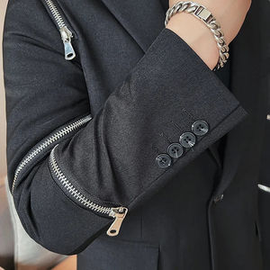 Blazer ajustado para hombre con detalle de cremallera – Chaqueta de traje informal de negocios para otoño |   Abrigo Formal para un Estilo Moderno - Product Image 6