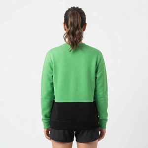 Sweat-shirt pour femme, vert et noir, à blocs de couleur, col rond, manches longues, en coton tricoté, respirant, pour l'automne - Product Image 3