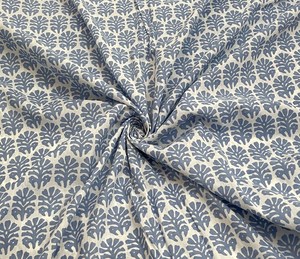 Blue Grey <b>Eco</b>-Friendly Lightweight Hand Block Printed Cotton Fabric <b>Dot</b> Floral Buta Jaipur Sanganeri Girls Dress Material - Product Image 4