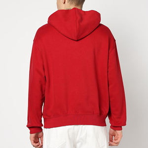 Sweat-shirt à capuche en polaire rouge surdimensionné pour homme de haute qualité, décontracté, couleur unie, avec poches, coupe classique, tricoté, imperméable - Product Image 3
