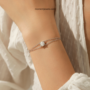 Simple Style 925 Sterling Silver Moissanite <b>Bracelet</b> for Women Shiny Round Pendant Cable Chain <b>Bracelet</b> Rhodium Plated - Product Image 2