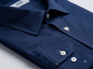 Unisex Light Blue Long Sleeve Button <b>Down</b> Shirt with Dark Gray <b>Trousers</b> and Brown Belt 3HTH HH89-OEM-TSHIRT-2026 - Product Image 4