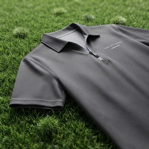 Polo de Manga Corta con Cuello con Cremallera para Hombre, Color Gris Carbón, Ropa Deportiva Casual de Golf, OEM, ODM, Venta al Por Mayor - Product Image 5