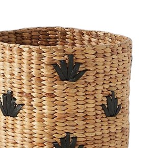Square Water Hyacinth <b>Basket</b> <b>with</b> Black Pattern Handwoven <b>Storage</b> <b>Basket</b> for <b>Shelf</b> Organizer Bathroom Bedroom Home - Product Image 2