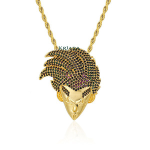 Pendentif visage de dragon en argent 925 plaqué or 18 carats avec incrustation de moissanite, style hip-hop, unisexe, à porter au quotidien - Product Image 1