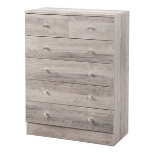 Commode à 6 tiroirs en chêne de style mid-century, en bois massif, design européen, pour salon et hôtel, avec rangement en acier inoxydable et métal - Product Image 4