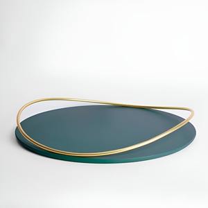 Bandeja de Servicio de Lujo de Resina con Forma Personalizada y Asas Curvas de Acero Inoxidable Dorado, Decoración para el Hogar, Utensilios de Cocina, Bandeja para Mesa de Comedor - Product Image 2