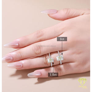 Elegant <b>Emerald</b> Cut Moissanite Engagement <b>Ring</b> Gold Finish 925 Sterling <b>Silver</b> Solitaire Style Bridal Jewelry For Women Wedding - Product Image 3