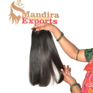 Extensions de cheveux naturels indiens pas chers, lisses et soyeux, avec cuticules alignées, noirs, coupés à plat, cheveux humains bruts Remy - Product Image 3