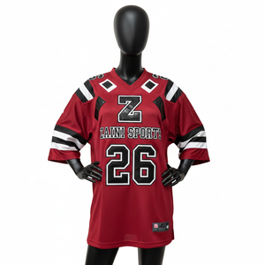 Camiseta de Fútbol Femenina de Primera Calidad, Tejido de Malla de Poliéster de 180 GSM, Paneles Rojos, Negros y Blancos, Logotipo Personalizado, Camiseta de Fútbol Femenina de Algodón - Product Image 1