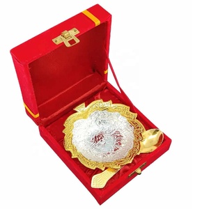 Recién llegado, juego de cuencos chapados en plata de latón con caja de terciopelo rojo, cuenco para servir postres de frutas secas, regalos de devolución de boda de Navidad - Product Image 4