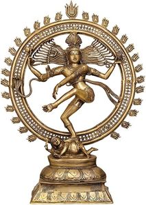Escultura de Shiva Nataraja en Latón Multicolor, Figura Metálica Hecha a Mano, Decoración Religiosa para Mesa, Adorno para el Hogar - Product Image 3
