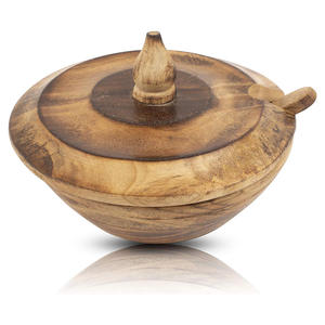 Wholesale Eco-Friendly Handmade Wooden <b>Bowl</b> <b>with</b> Carved <b>Lid</b> American Style Other Coating Party Use for Gifting - Product Image 5