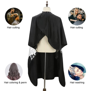 Cape de coiffure professionnelle RAMAFHH MEDAX noire avec panneau transparent en pongé, résistante à l'eau et confortable pour salon de coiffure et barbier - Product Image 3