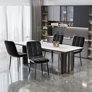 Set Moderno di 4 Sedie da Pranzo per Cucina e Sala da Pranzo con Seduta Imbottita e Gambe in Metallo per Casa - Product Image 4