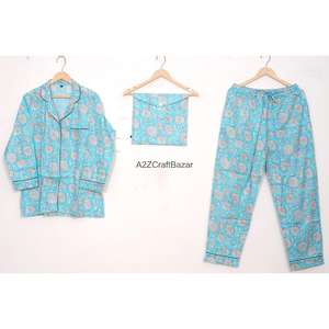 Conjunto de Pijama de Algodón 100% para Mujer, Estilo Romántico Floral, Vestido Largo de Invierno, Ropa de Playa, Ropa de Estar por Casa, Cintura Elástica, Mangas Largas - Product Image 1