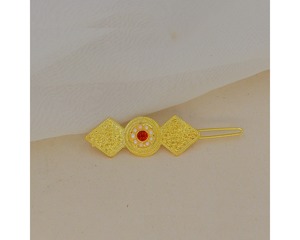 Pasador de Pelo con Diseño de Moda para Mujer, con Piedras Rojas y Verdes, Chapado en Oro Premium, Estilo Árabe, Medio Oriente, Omán, África - Product Image 4