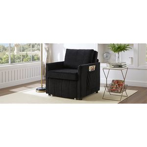 Divano Letto Convertibile Imbottito da 80 cm con Schienale Regolabile in 5 Posizioni e Tasche Laterali per Casa e Ufficio - Product Image 1