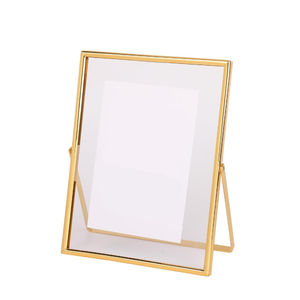 Marcos de fotos dorados de primera calidad, marcos flotantes de vidrio, marco de fotos metálico de pie, expositor de flores para decoración de escritorio o mesa. - Product Image 6