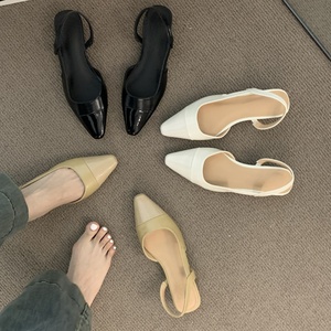 Wholesale 2025 Women's Low Heeled <b>Flat</b> Sandals Comfortable Casual Work Office Insole PU Design <b>Pointed</b> tip Heels for Ladies - Product Image 6