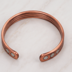 Pure Copper Triple Groove Magnetic Open Cuff Therapy Bracelet Fashionable Metal Jewelry Exquisite Embossed Design Handmade Gift - Product Image 4