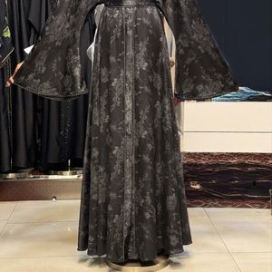 Modest Dubai Umbrella Abaya Stone Work Handmade Sequined Arabic Dubai Style Full Flare Nida Fabric Evening Party Dress - Product Image 4