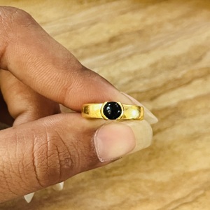 Trendy Design <b>Black</b> Onyx <b>Ring</b> Minimalist Brass Jewelry For <b>Women</b> 18k Gold Plated Solitaire Band Chunky Design Wholesale/OEM/ODM - Product Image 6