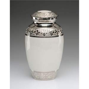 Handmade White Metal Cremation Urns for Human Ashes - Elegant Sunflower Engraved Large Funeral Urn & Small Keepsake Set Urns - Product Image 2