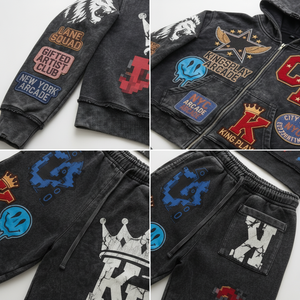 Conjunto de Sudadera con Capucha y Pantalones Cortos de Verano para Hombre, Marca Pento Factory, con Doble Cremallera, Talla Grande, Dos Piezas, 100% Algodón - Product Image 2