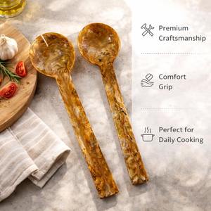 Cucharas de resina para servir y comer, hechas a mano con grabados decorativos en espiral, para uso doméstico, en la cocina y en restaurantes. - Product Image 5