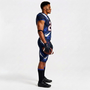 Maillot et pantalon d'uniforme d'équipe de football américain personnalisés pour hommes, impression par sublimation, grande taille, tissu respirant à séchage rapide, usine OEM ODM - Product Image 1