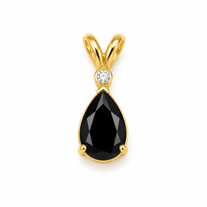 Colgantes de Piedras Preciosas Negras con Corte de Pera, Chapados en Oro Amarillo, Joyería de Diamantes Moissanite para Mujer - Product Image 3