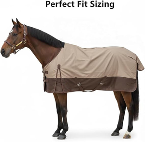 Manta para Caballo Impermeable y Transpirable de 1200 Denier, Marca TGW RIDING, Modelo Standard Neck Turnout (78, Marrón Bronceado) - Product Image 3