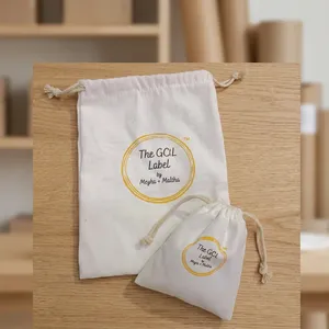 Pochette en toile réutilisable avec cordon de serrage pour emballage cadeau, mariages, festivals, produits de vente au détail et approvisionnement en gros - Product Image 2