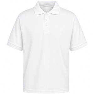 Polo de Manga Corta para Hombre, Color Blanco, Algodón Piqué, Casual, Color Sólido, Transpirable, Corte Regular, para Golf, Tenis, Negocios - Product Image 1