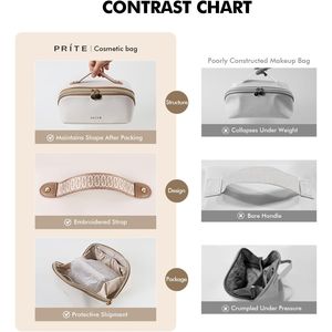 Borsa da viaggio grande da donna in pelle vegana impermeabile per cosmetici e articoli da toeletta con divisorio trasparente e maniglia, design apribile piatto - Product Image 2