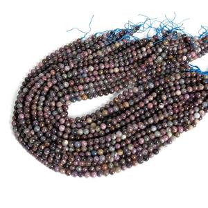 Cuentas de piedras preciosas de rubí y zafiro naturales auténticas, multicolor, redondas, sueltas, para la fabricación de joyas, pulseras y collares. - Product Image 5