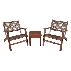 Conjunto de Bistro para Patio de 3 Piezas, Mesa de Madera Maciza y Sillones de Ratán - Duradero, Cómodo y Perfecto para su Jardín - Product Image 4
