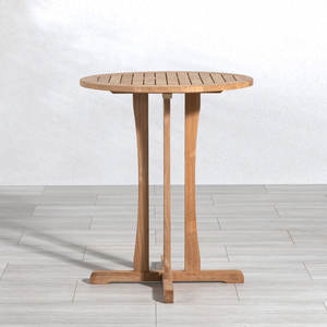 Table de bar ronde moderne en teck, conçue pour les repas en plein air, les divertissements sur la terrasse et les projets commerciaux - Product Image 2