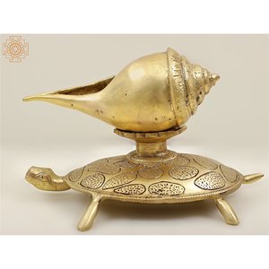 รูปปั้นหอยสังข์8นิ้วทำด้วยมือทำด้วยมือทำจากทองเหลืองผลิตในอินเดียสำหรับให้เป็นของขวัญ - Product Image 3