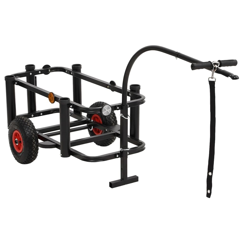 Black Steel Fishing Trolley Hand Cart for Convenient Outdoor Activity