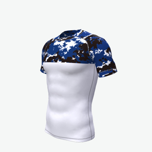 เสื้อคอมเพรสชั่นลายพรางสำหรับผู้ชายแบบกำหนดเอง OEM แบรนด์ส่วนตัว แขนสั้น พิมพ์ลายดิจิทัล ชุดออกกำลังกาย ชุดกีฬา ผู้ผลิต - Product Image 2