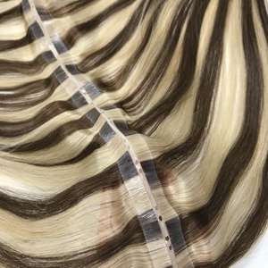 Remy Hair <b>Tape</b> Bundle Peruvian Hair Extensions Full Wigs for Baby Hair <b>Machine</b> Double Weft Double Drawn Ends All Colors - Product Image 5